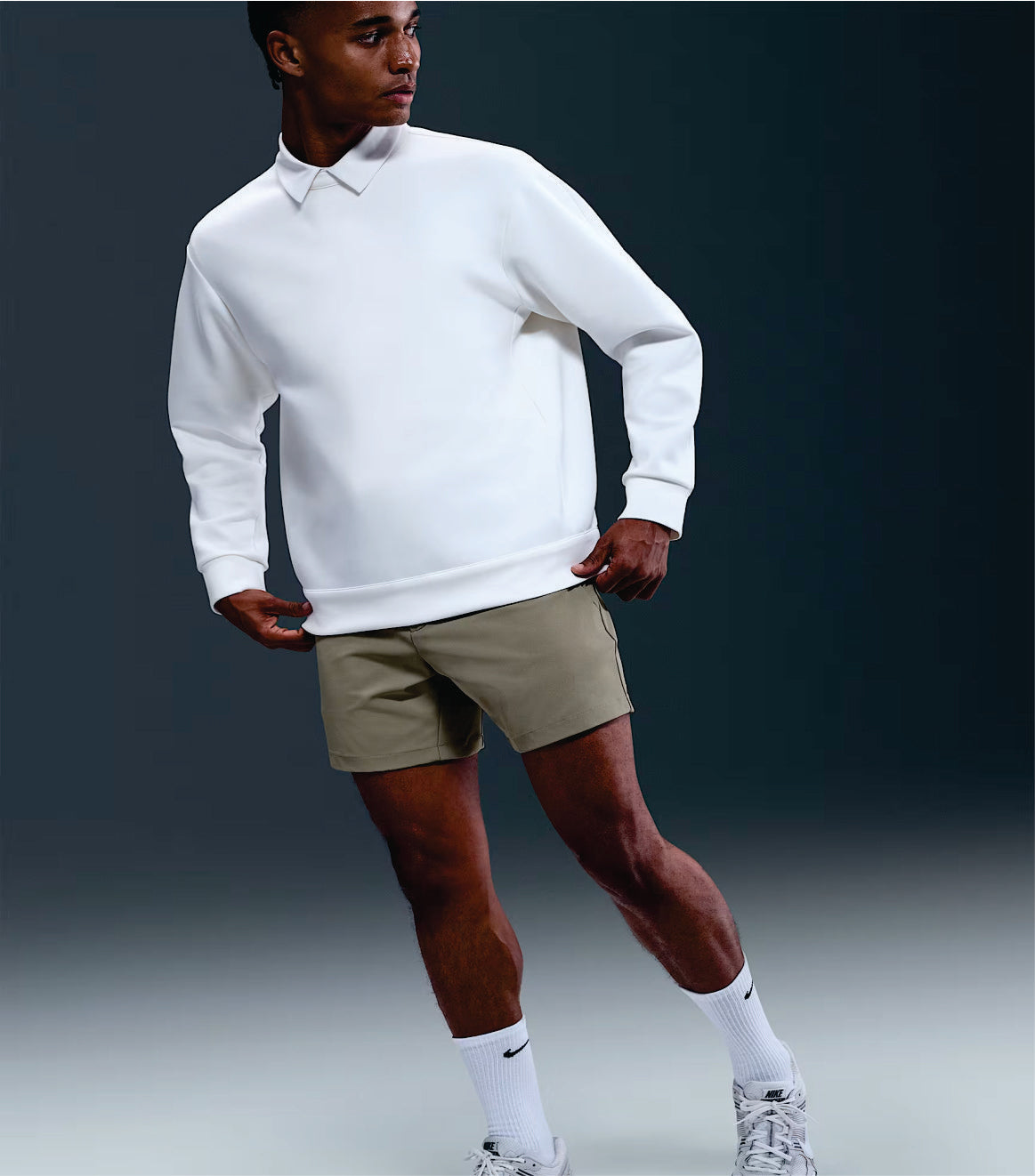 Olive Green Men's Casual Tailored Shorts Comfortable Fit, Classic Belt Loops, Dual Back Pockets
