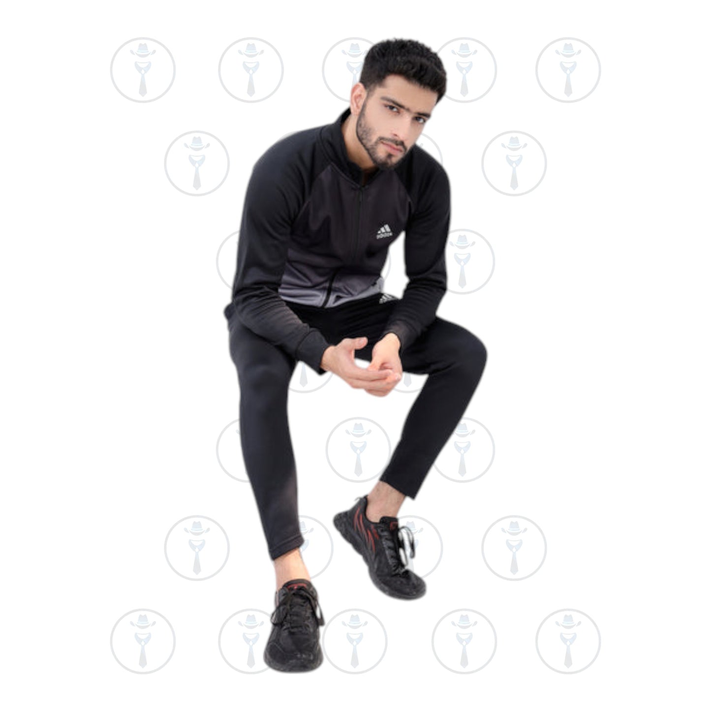 Elevate Your Style: Aqua-Winter Adidas Tracksuit in Black & White