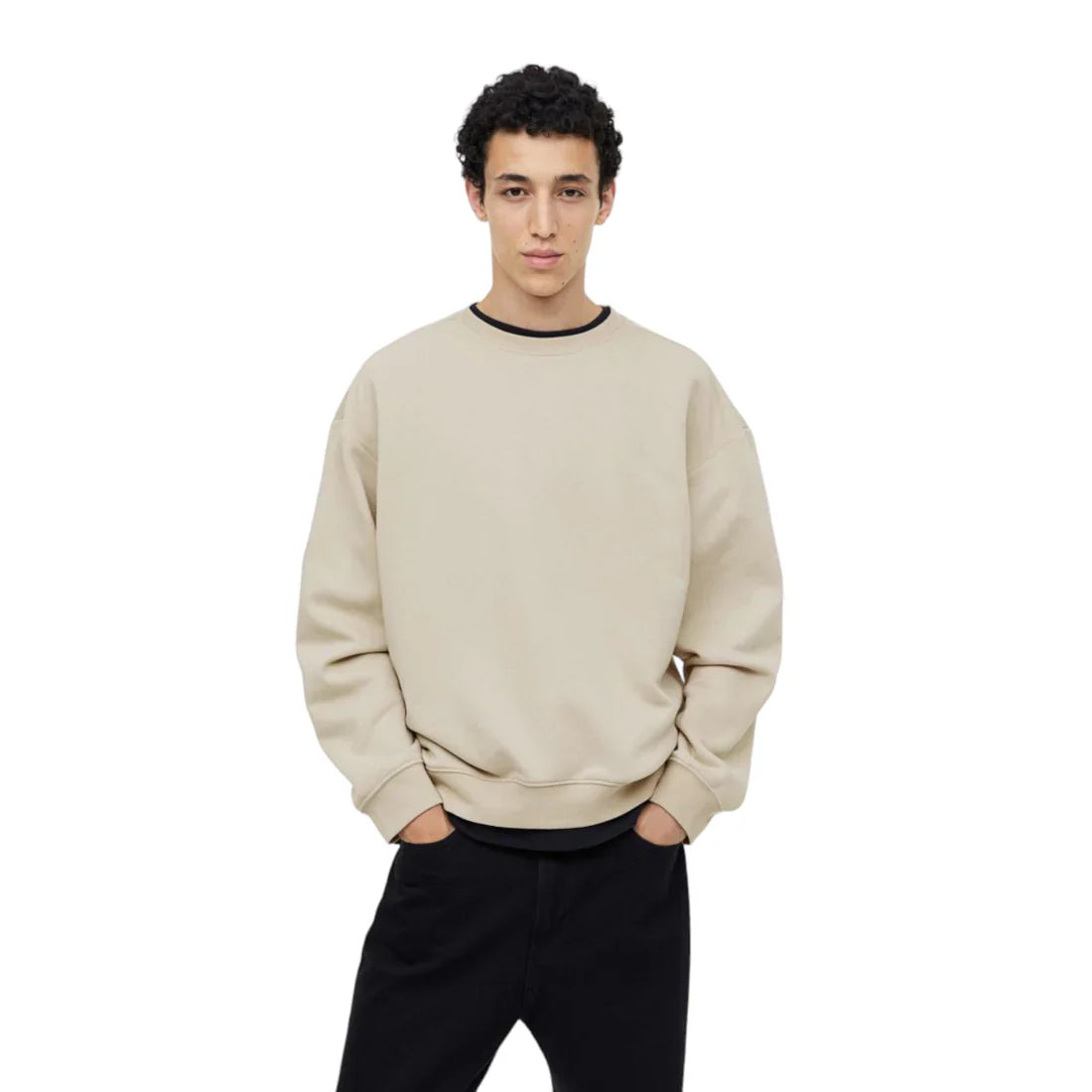 Men's Beige Crew Neck Sweatshirt