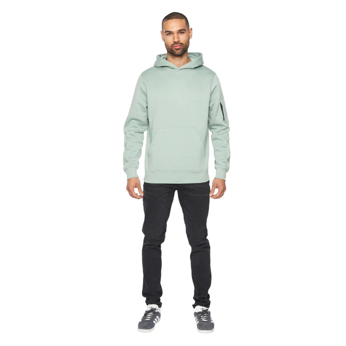 Men's Light Green Casual Hoodie with Kangaroo Pocket