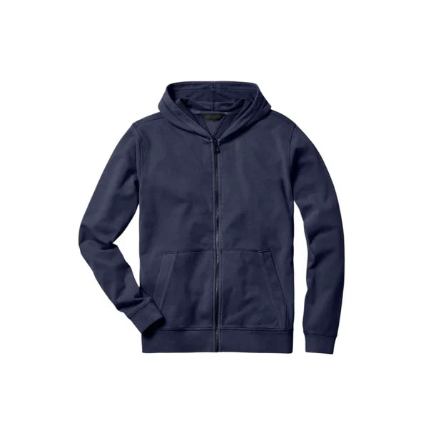 Men's Navy Blue Zip-Up Hoodie – Casual & Stylish Comfort