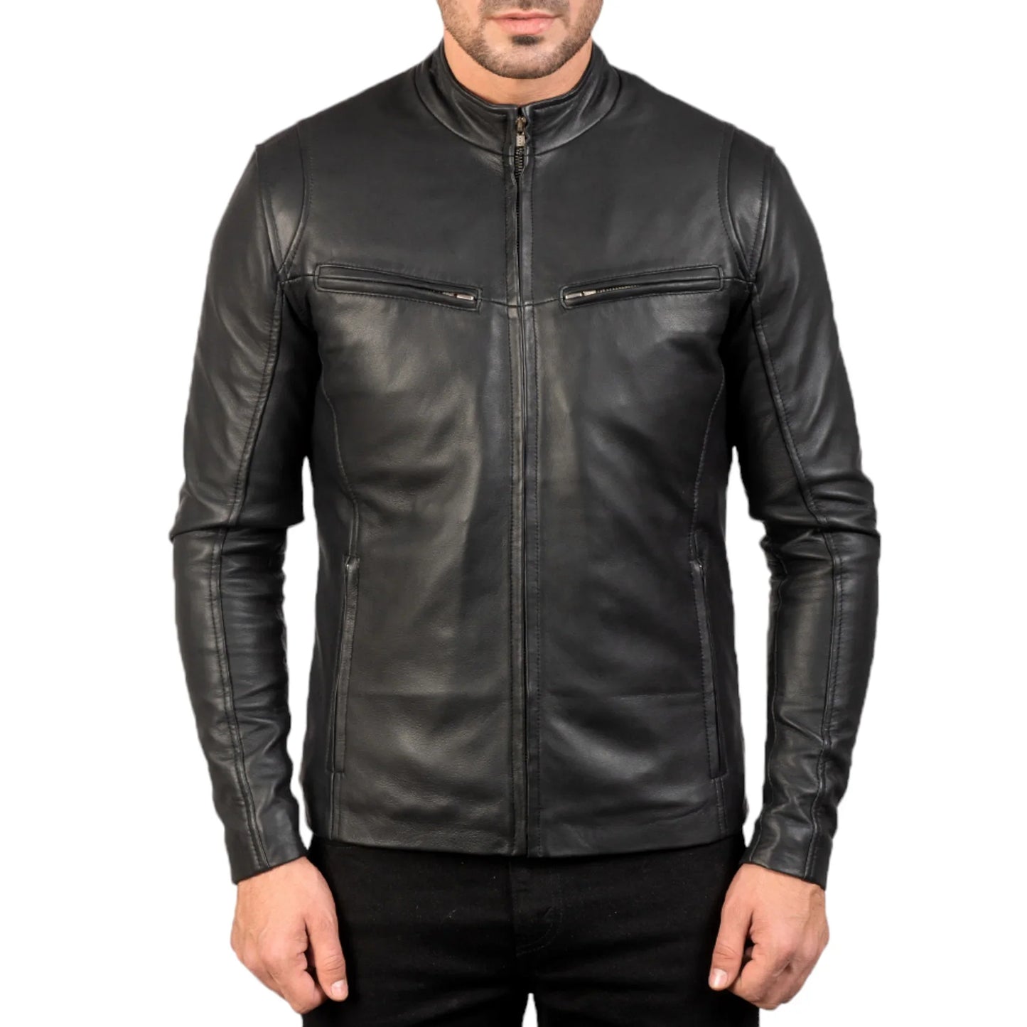 Men's Premium Ionic Black Leather Jacket – Stylish & Durable