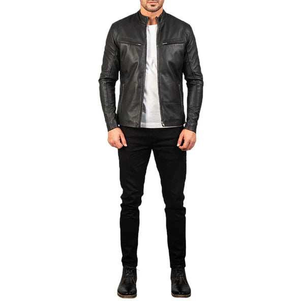 Men's Premium Ionic Black Leather Jacket – Stylish & Durable
