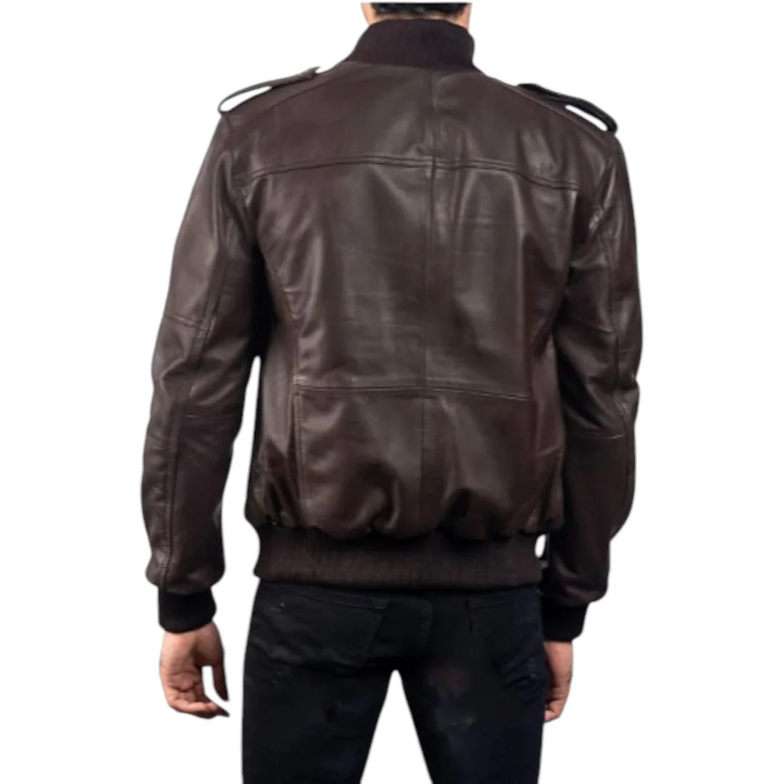 Stylish Men's Slim Fit Brown Lambskin Bomber Motorcycle Rider Jacket