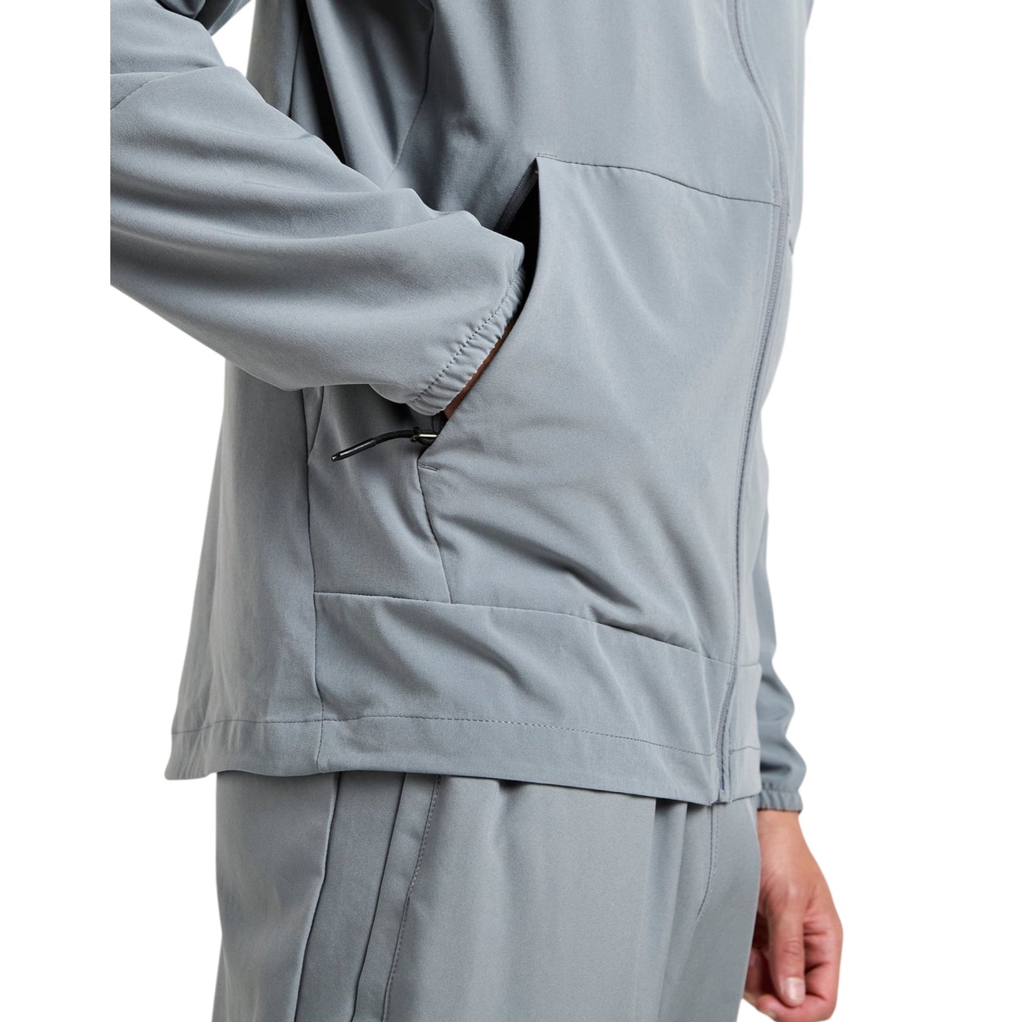 Gray jacket and pants on a white background