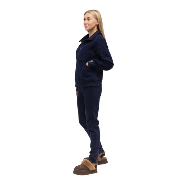 Women's Half-Zip Tracksuit with Kangaroo Pocket Fleece Lined Slippers
