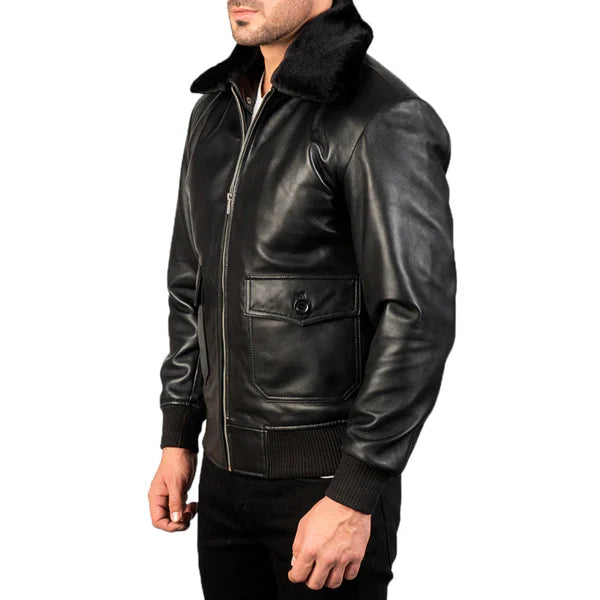 Black & White Leather Bomber Jacket A Modern Classic