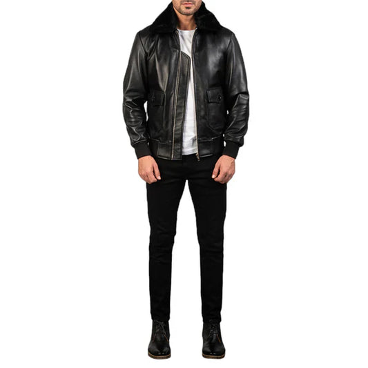 Black & White Leather Bomber Jacket A Modern Classic
