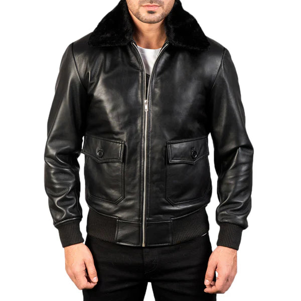 Black & White Leather Bomber Jacket A Modern Classic