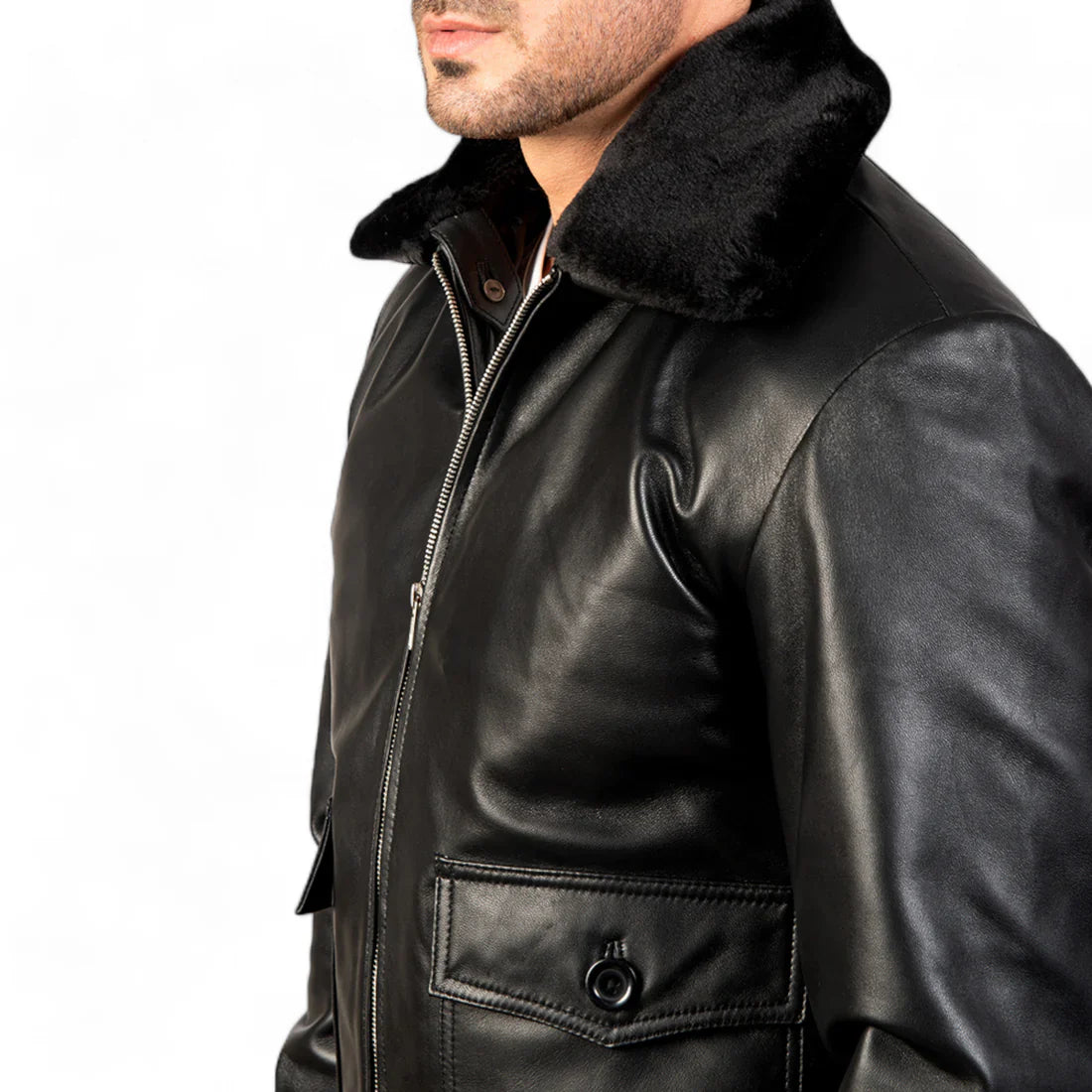 Black & White Leather Bomber Jacket A Modern Classic