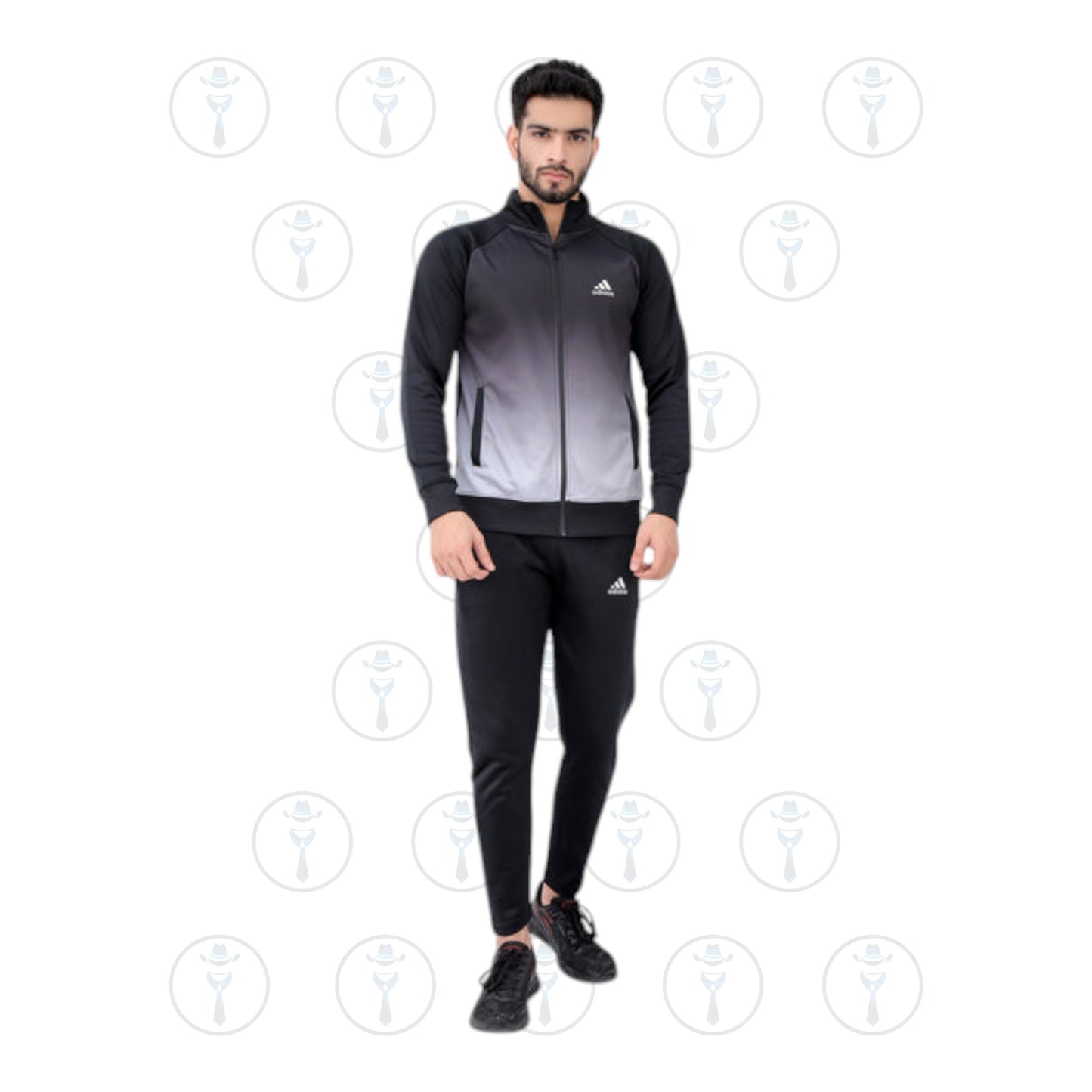 Elevate Your Style: Aqua-Winter Adidas Tracksuit in Black & White
