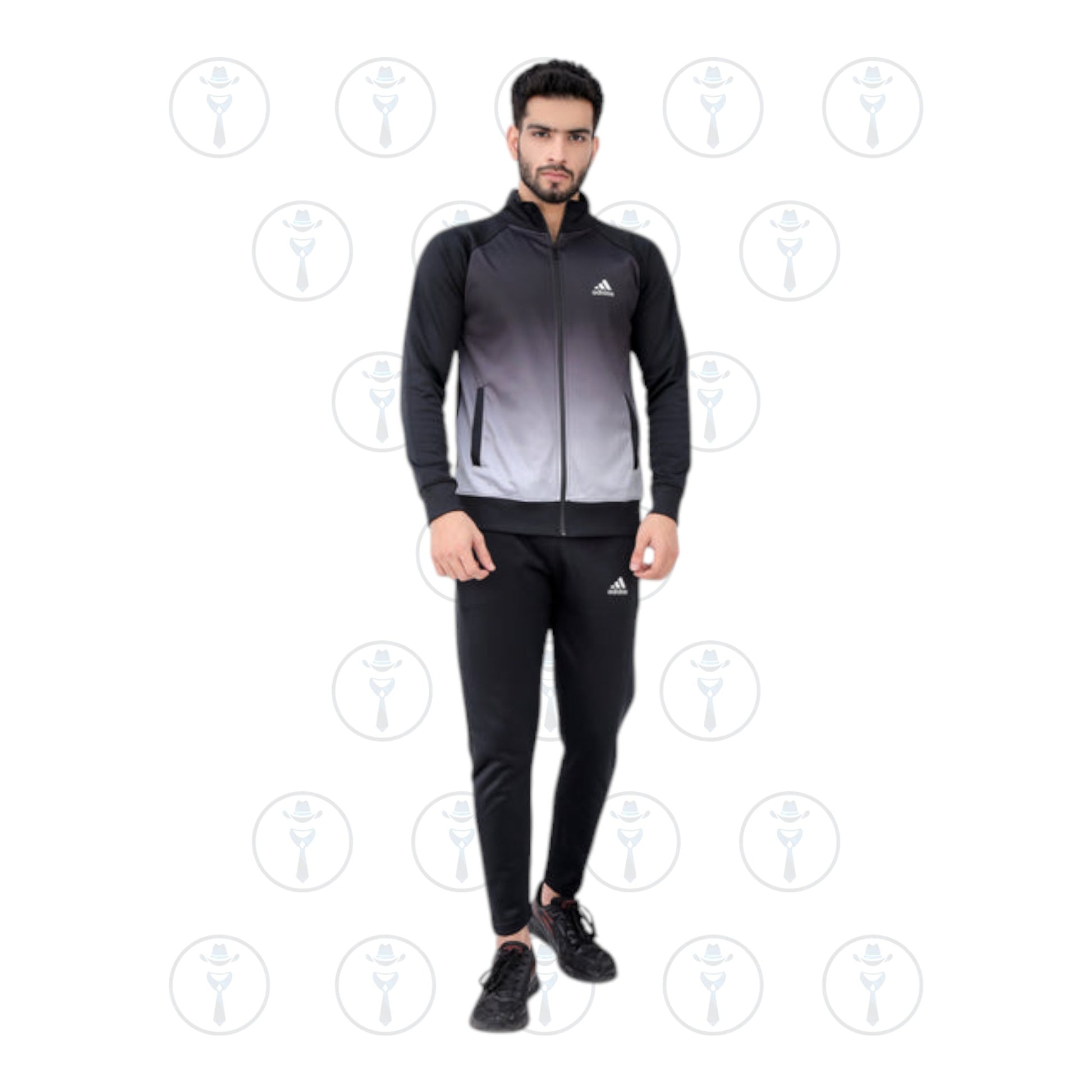 Elevate Your Style: Aqua-Winter Adidas Tracksuit in Black & White