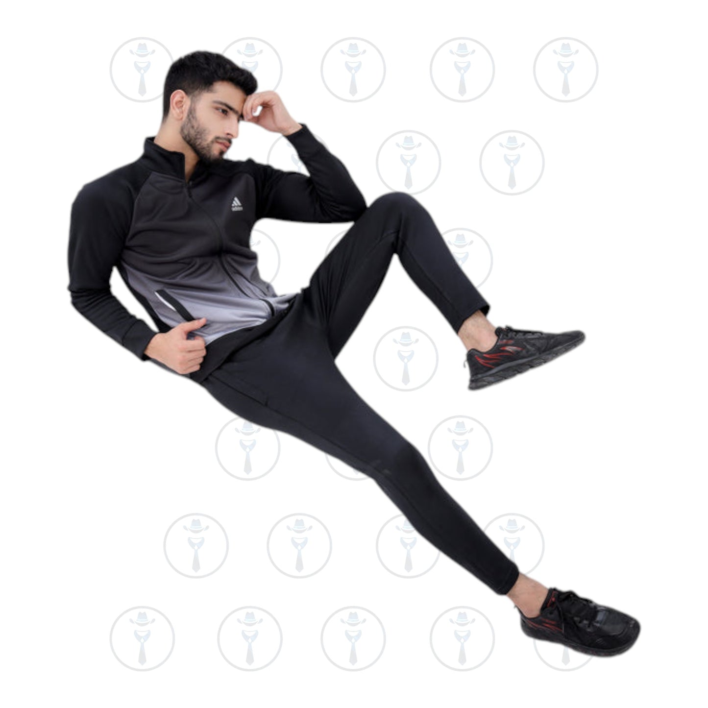 Elevate Your Style: Aqua-Winter Adidas Tracksuit in Black & White