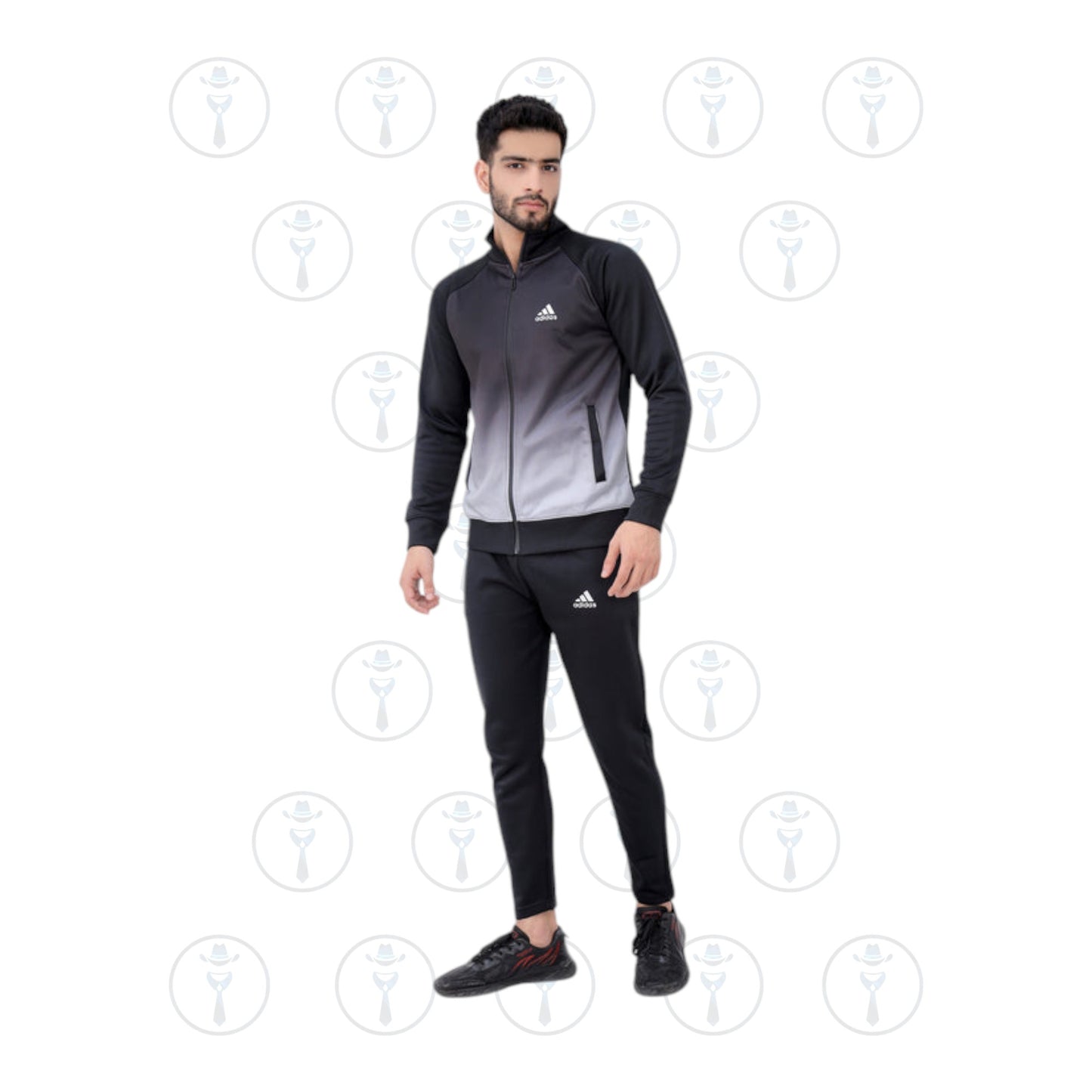 Elevate Your Style: Aqua-Winter Adidas Tracksuit in Black & White