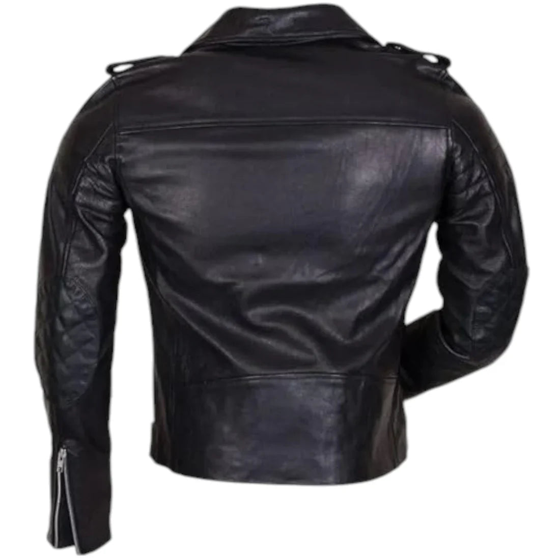Men’s Quilted Retro Rider Jacket – Premium Black Sheepskin Leather
