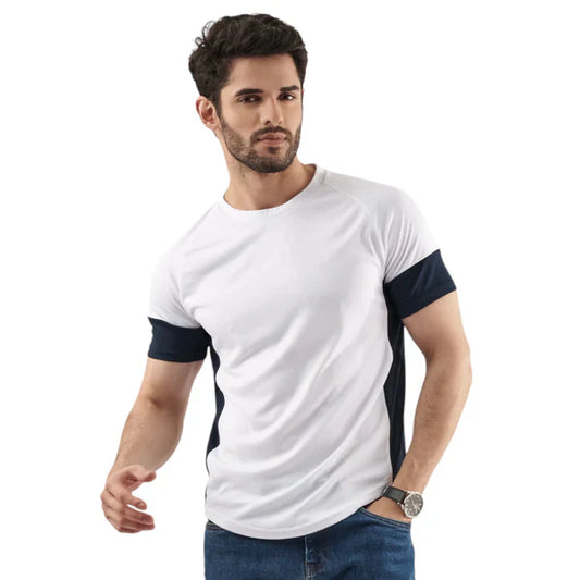 White Performance Contrast Tee for Men