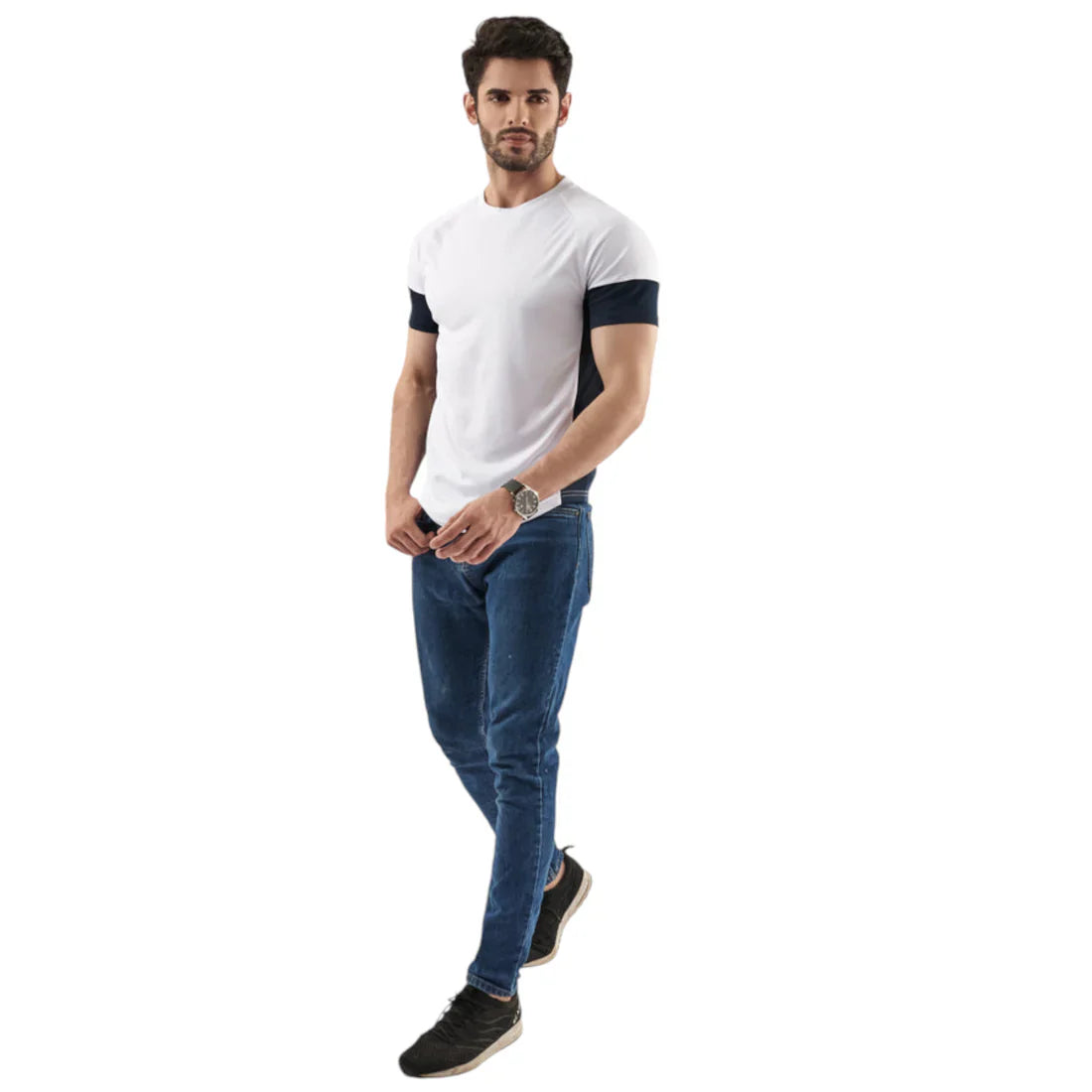 White Performance Contrast Tee for Men