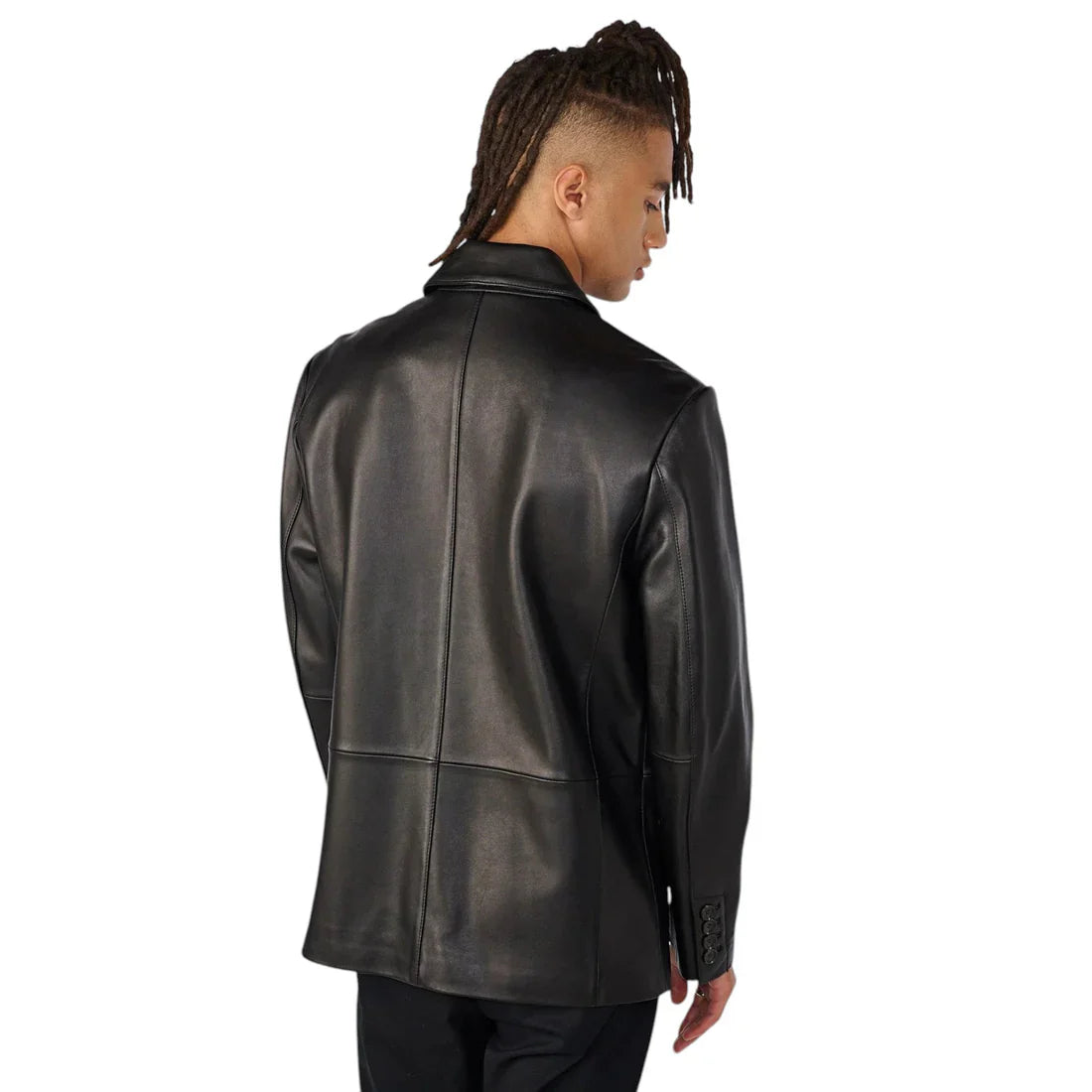 Men’s Classic Leather Blazer – Two-Button Design, Sleek & Stylish