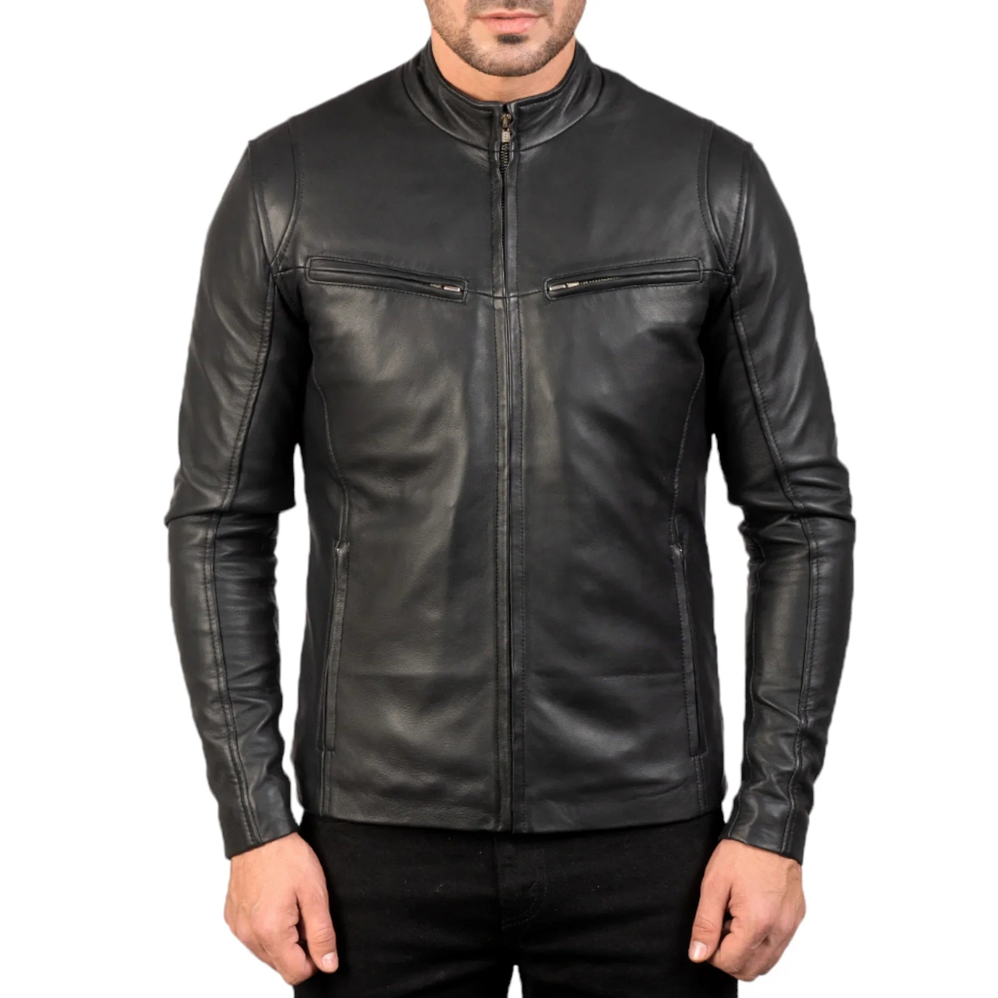 Men's Premium Ionic Black Leather Jacket – Stylish & Durable