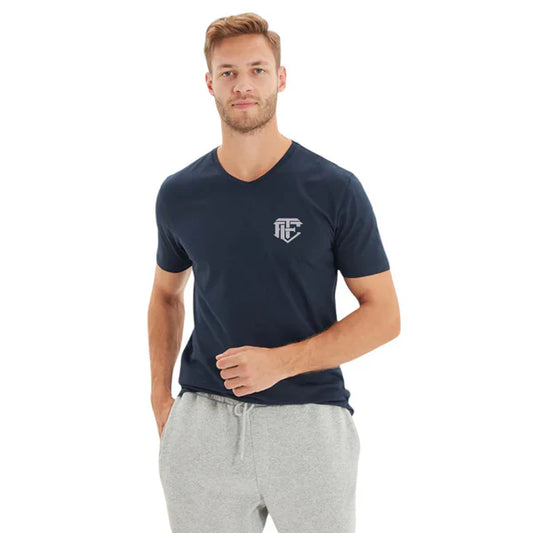 Men's Stylish Navy Blue Henley T-Shirt - Comfortable and Casual Wear