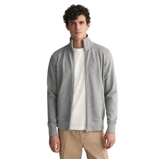 Men's Full-Zip High Collar Grey Jacket