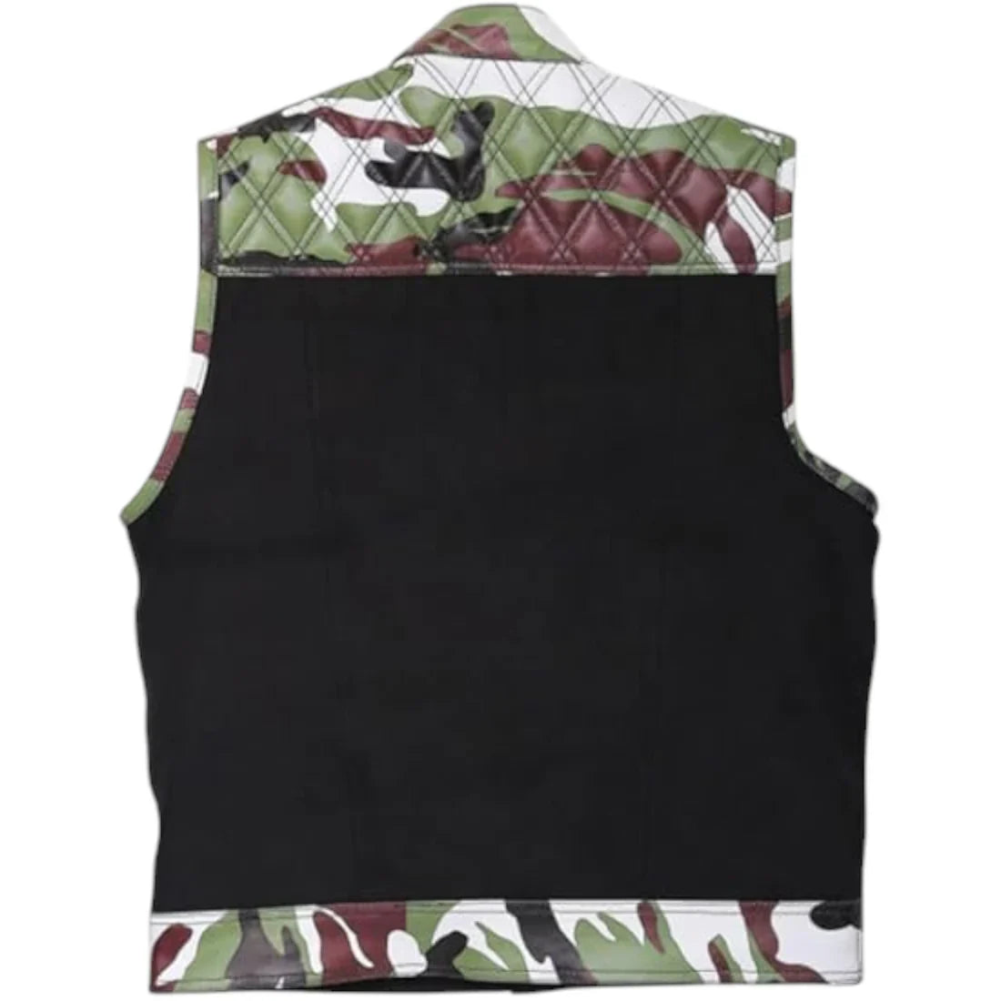 Motorcycle Biker Vest for Men – Camouflage Leather & Textile Sleeveless