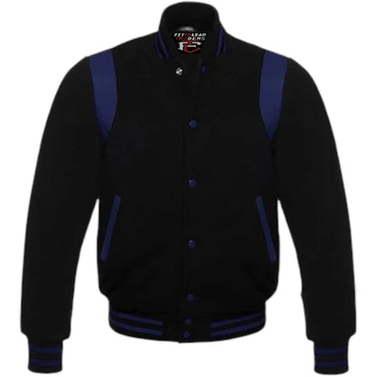 Retro Baseball Jacket – Wool Body & Leather Shoulder Inserts