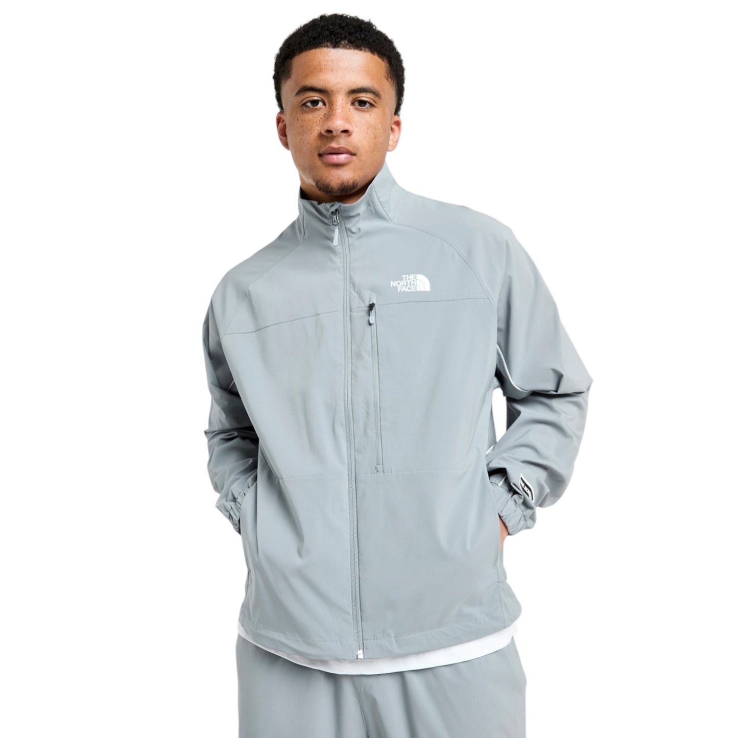 North Face Grey Tracksuit – Zip Jacket & Joggers for Active Comfort