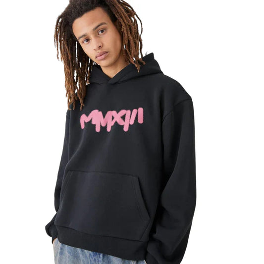 OVERSIZED BOXY FLORAL LINE DRAWING HOODIE