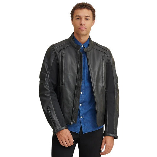 Premium Men’s Leather Motorcycle Jacket – Padded, Durable & Stylish