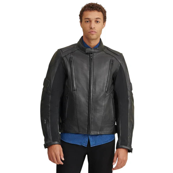 Premium Men’s Leather Motorcycle Jacket – Padded, Durable & Stylish