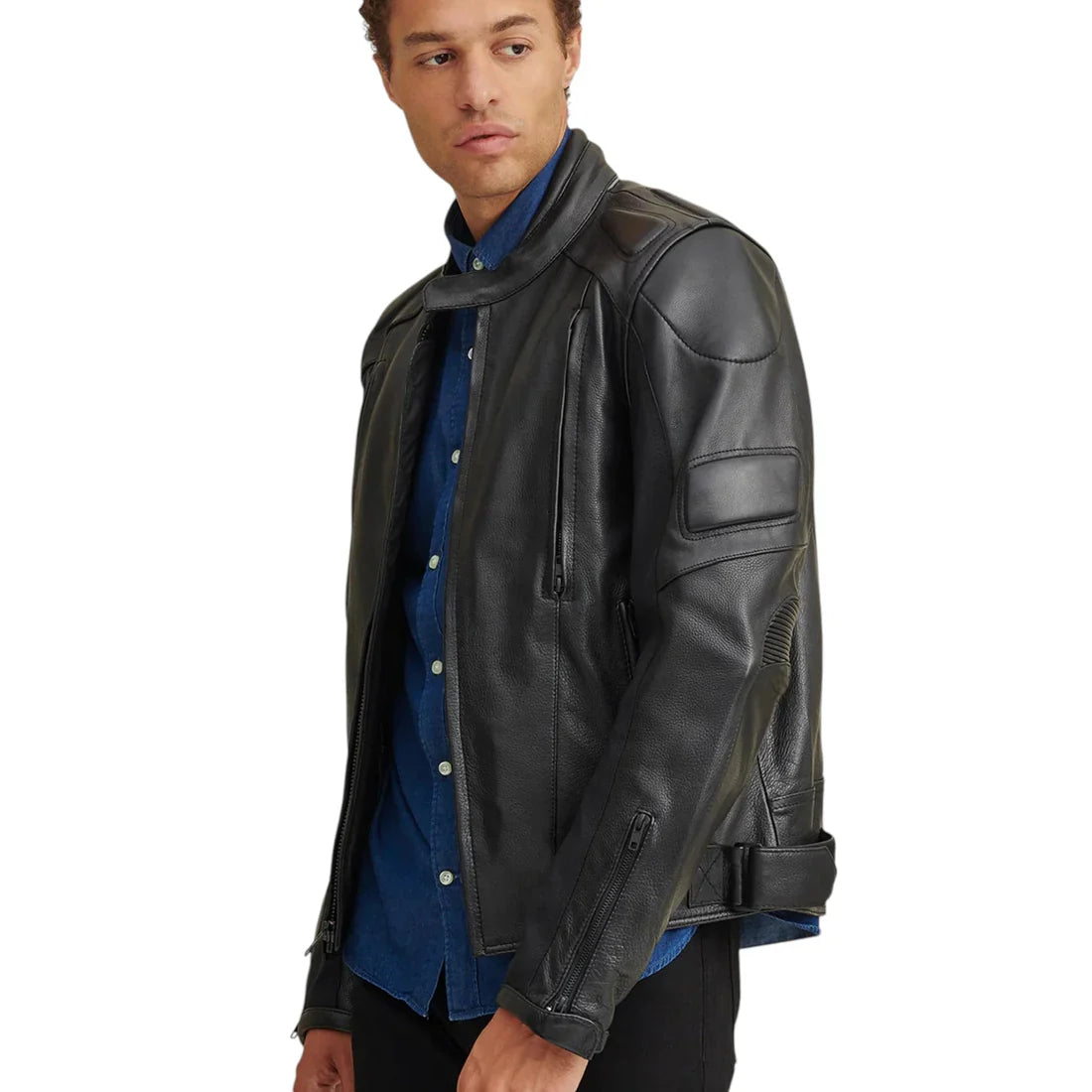 Premium Men’s Leather Motorcycle Jacket – Padded, Durable & Stylish