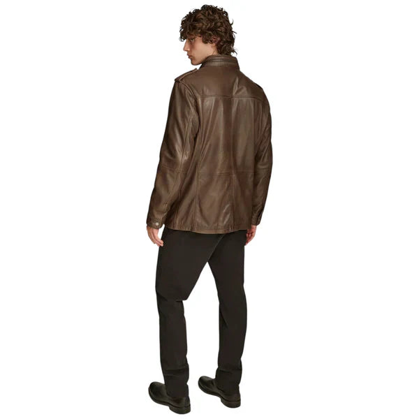 Stylish Men's Field Style Leather Jacket – Versatile and Tough