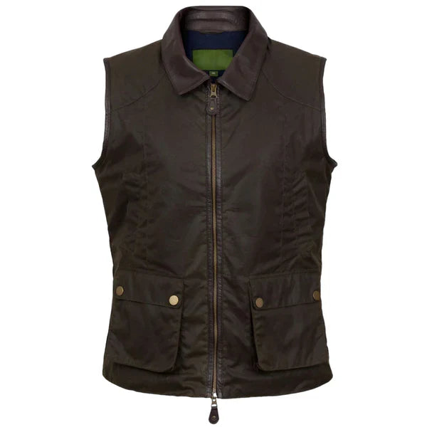 womens-waxed-cotton-utility-vest-dark-brown