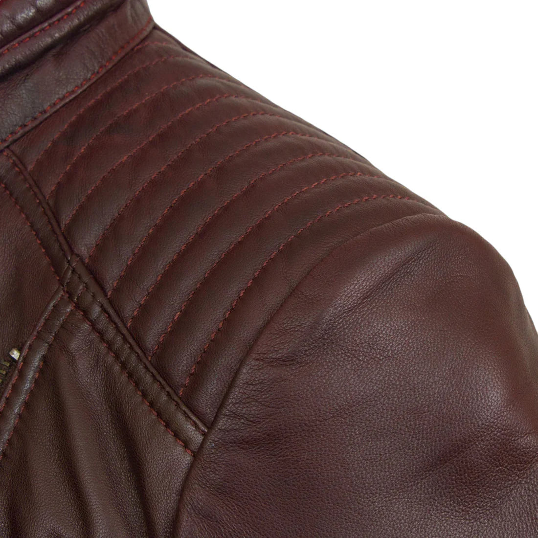 Women's Maroon Leather Jacket - Stylish Moto Biker Design