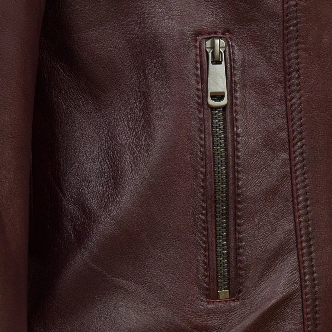 Women's Maroon Leather Jacket - Stylish Moto Biker Design