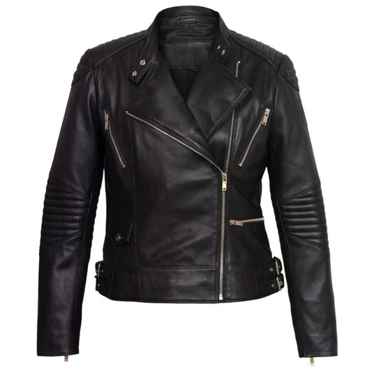 Urban Edge Women's Black Leather Biker Jacket