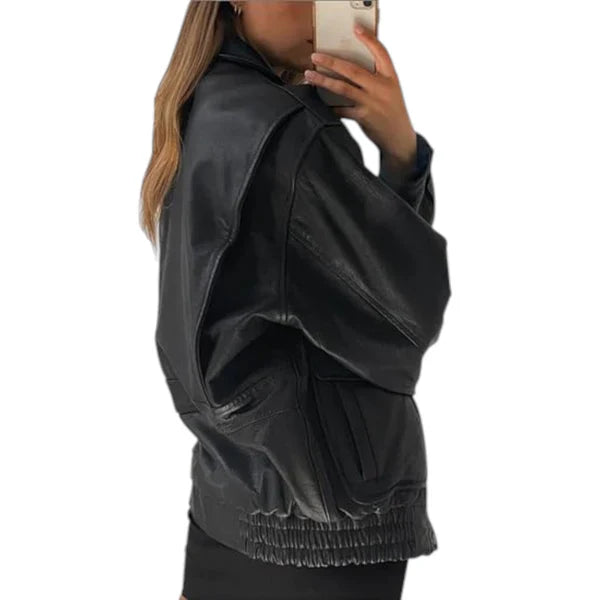 Women’s Vintage 90S Genuine Leather Oversize Retro style Bomber Jacket
