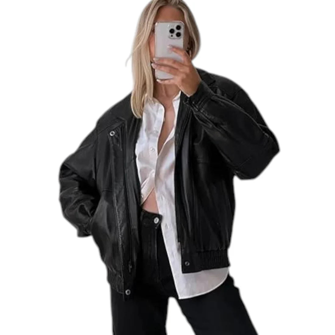 Women's Vintage Iconic Leather Bomber Jacket
