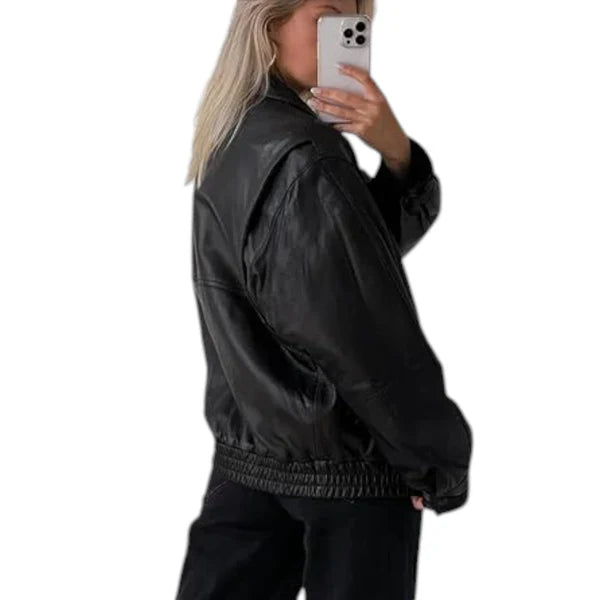 Women's Vintage Iconic Leather Bomber Jacket