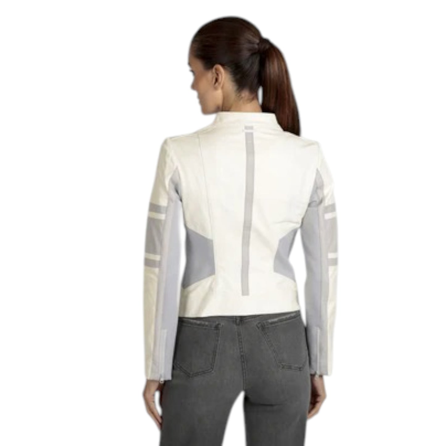 Women’s White Leather Racer, Fashion Jacket | Stylish Slim Fit Moto Jacket