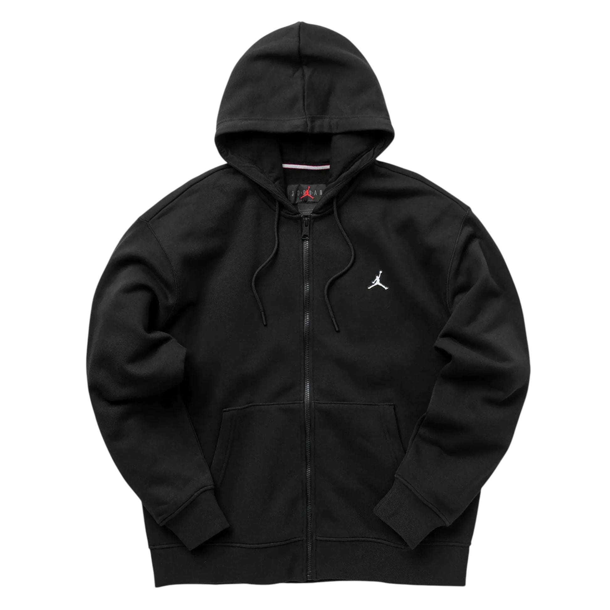 Black hoodie with a brand logo on a white background