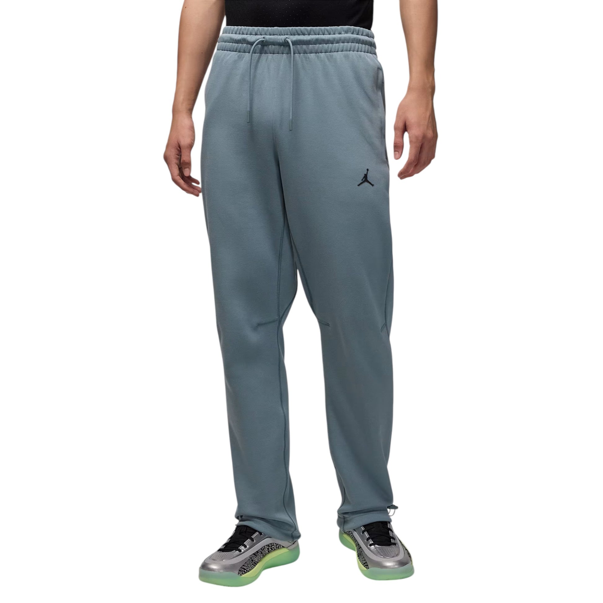 Gray sweatpants with a brand logo on a white background