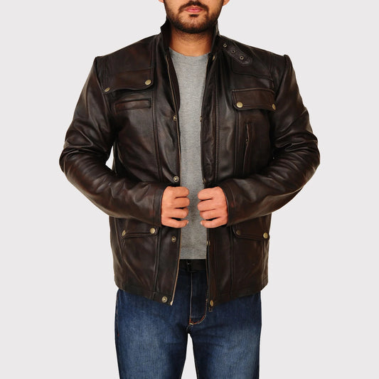 Classic Brown Leather Biker Jacket – Timeless Style & Rugged Comfort