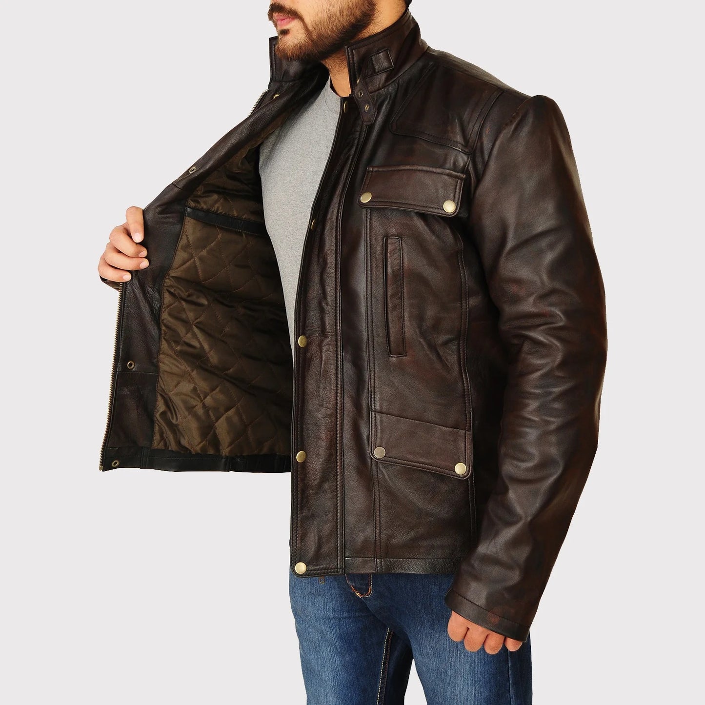 Classic Brown Leather Biker Jacket – Timeless Style & Rugged Comfort