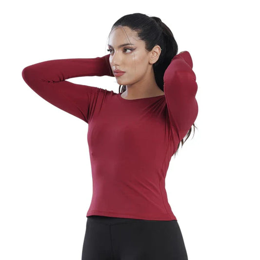 Comfort-Driven Women's Maroon Full Sleeve Tee
