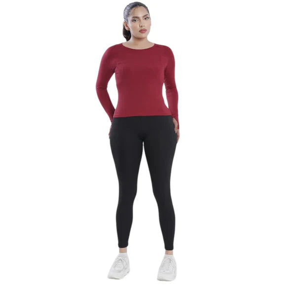 Comfort-Driven Women's Maroon Full Sleeve Tee
