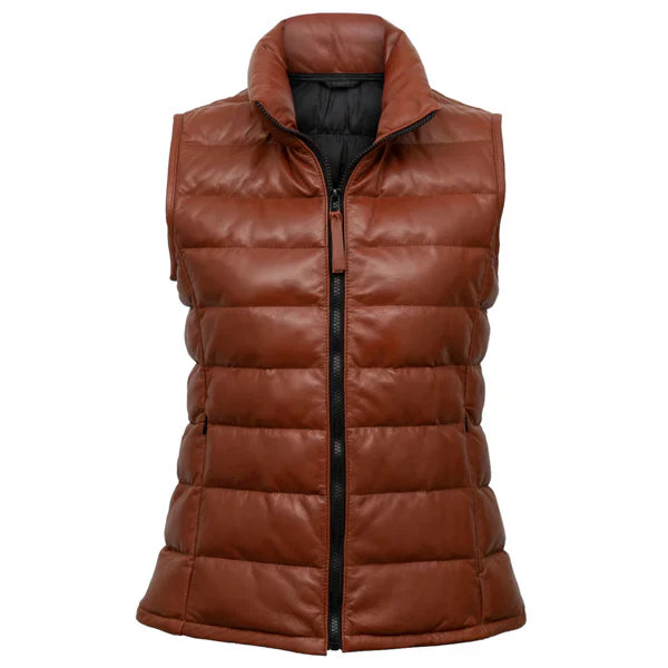 stylish-womens-rust-funnel-leather-gilet