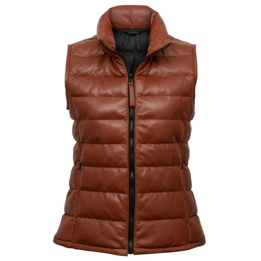 stylish-womens-rust-funnel-leather-gilet